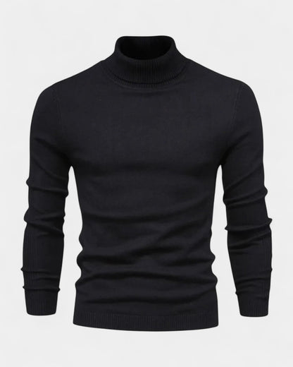 Maglione Dolcevita Uomo a Costine Slim Collo Alto Caldo