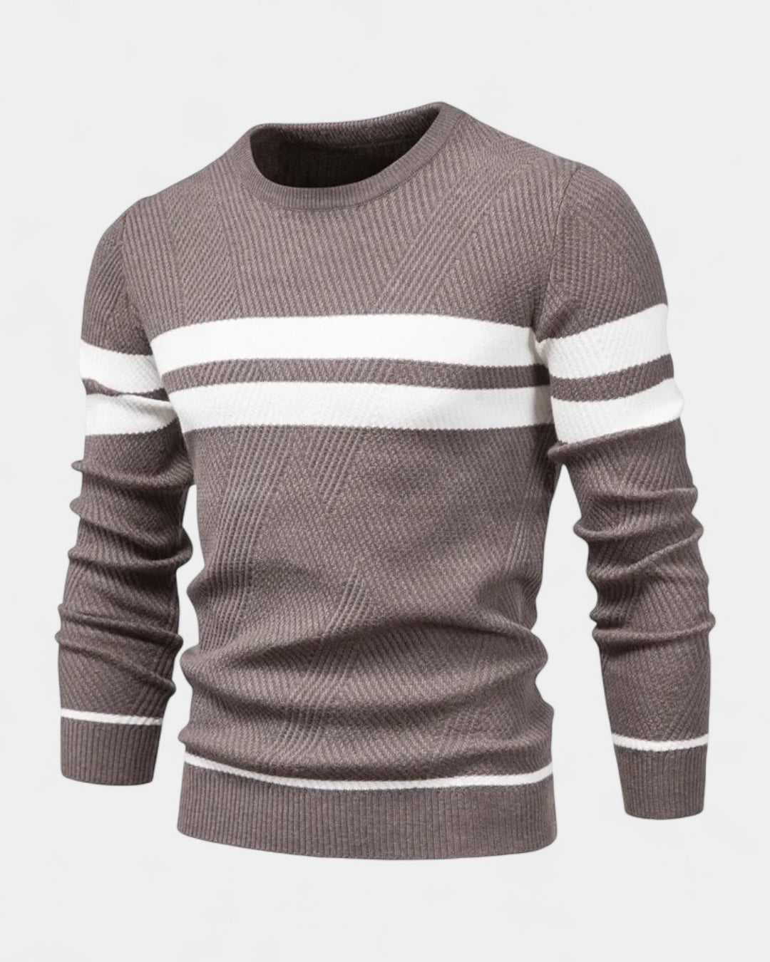 Maglione Uomo a Righe Girocollo Misto Viscosa Cotone Leggero