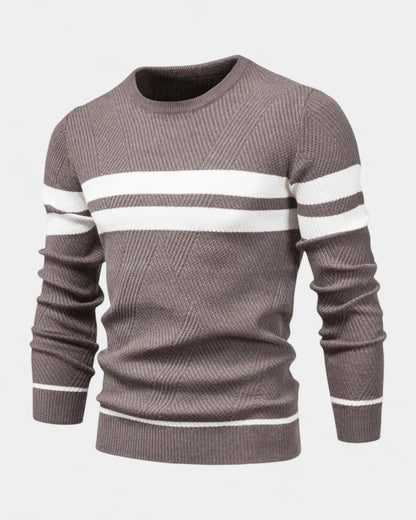 Maglione Uomo a Righe Girocollo Misto Viscosa Cotone Leggero