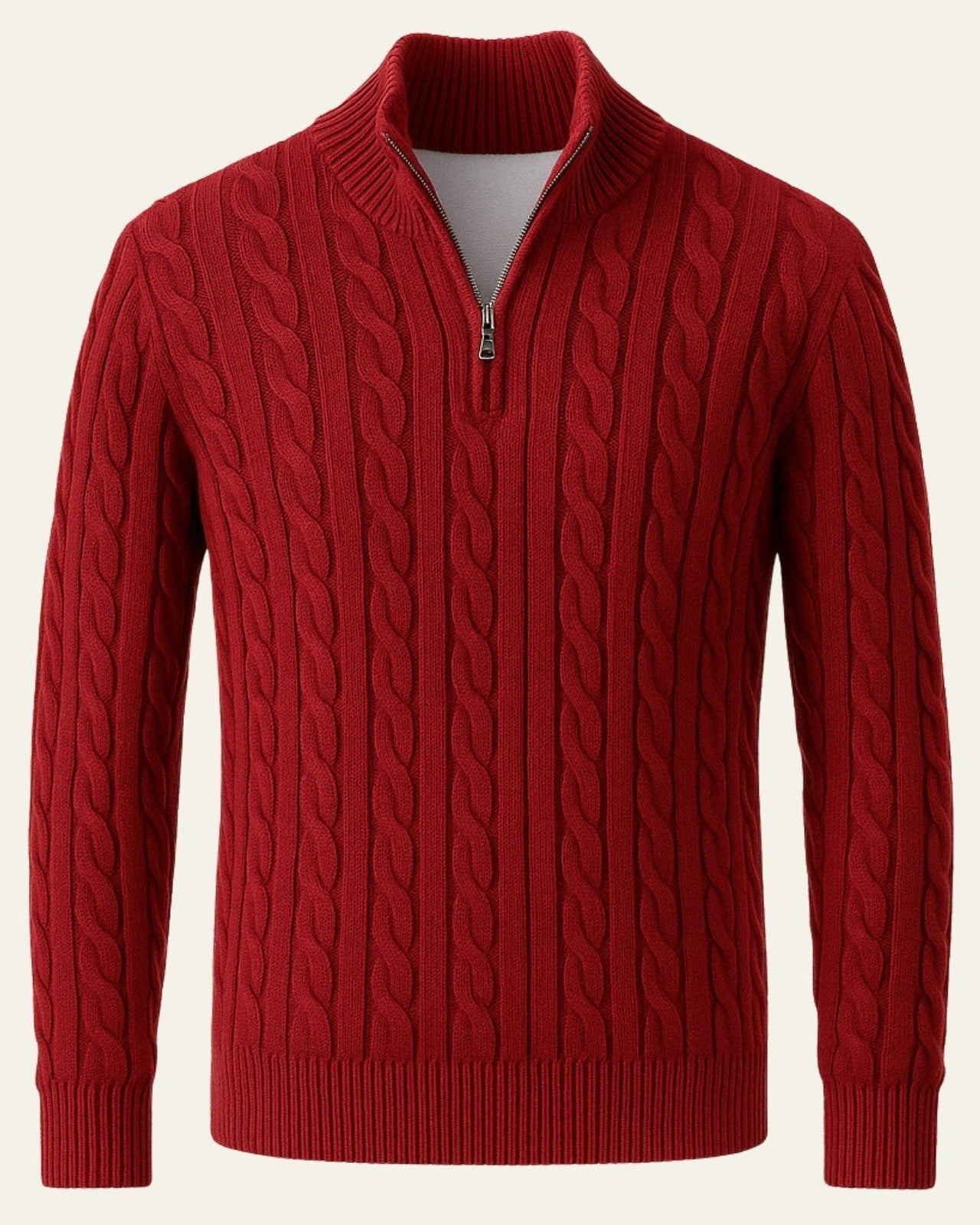 Maglione Uomo Lavorato con Zip in Cotone Pettinato Resistente