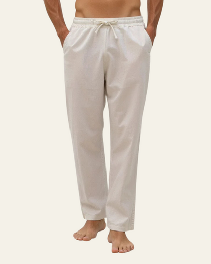 Pantaloni Uomo in Cotone Lino con Coulisse Rilassati Comodi