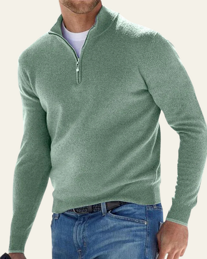 Maglione Uomo con Cerniera a Metà Raffinatezza Sobria Versatile