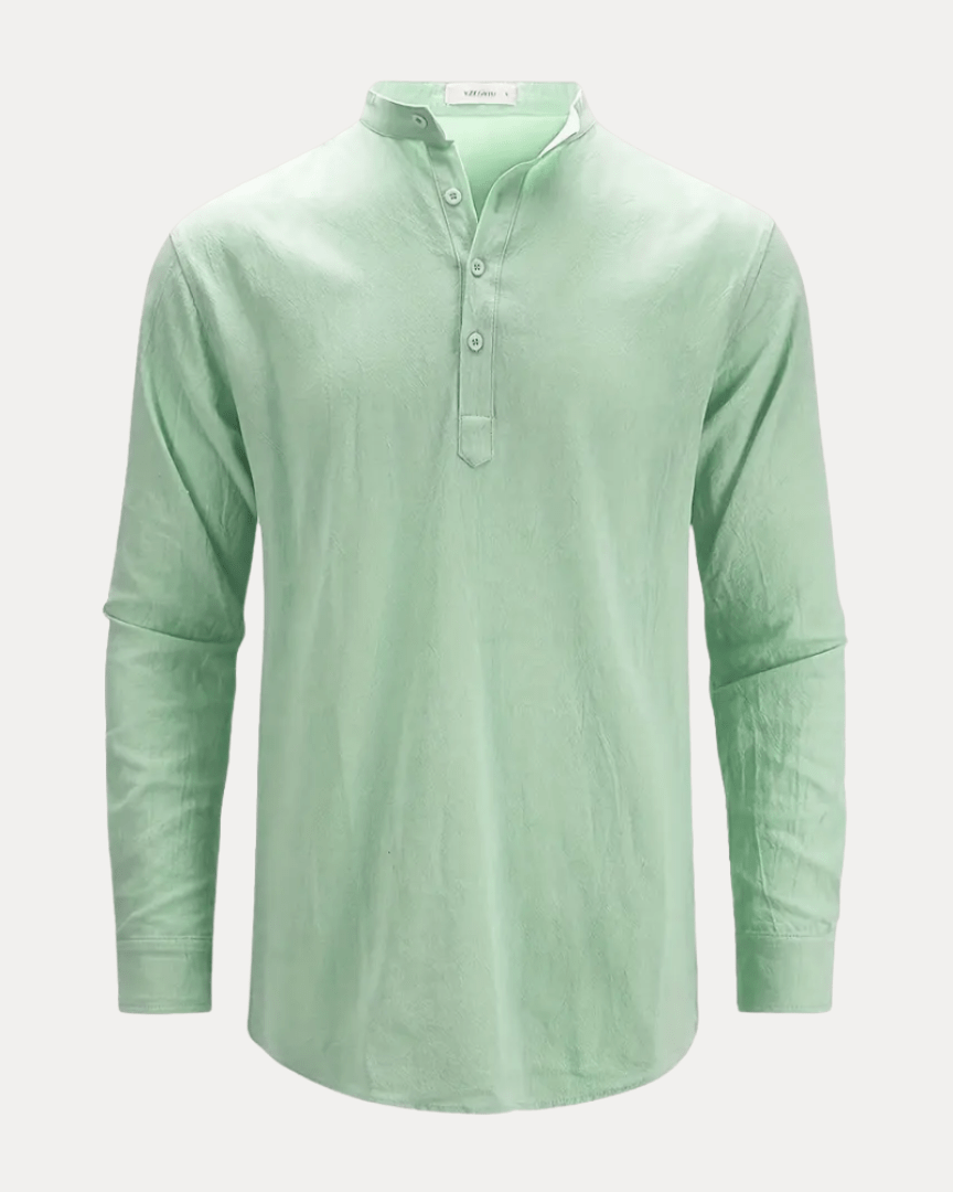 Camicia Henley Uomo in Misto Lino Traspirante Fresca