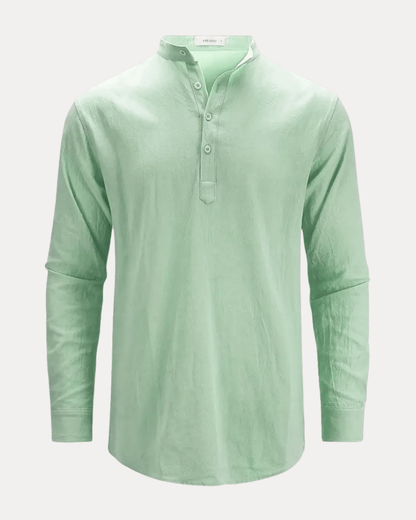 Camicia Henley Uomo in Misto Lino Traspirante Fresca