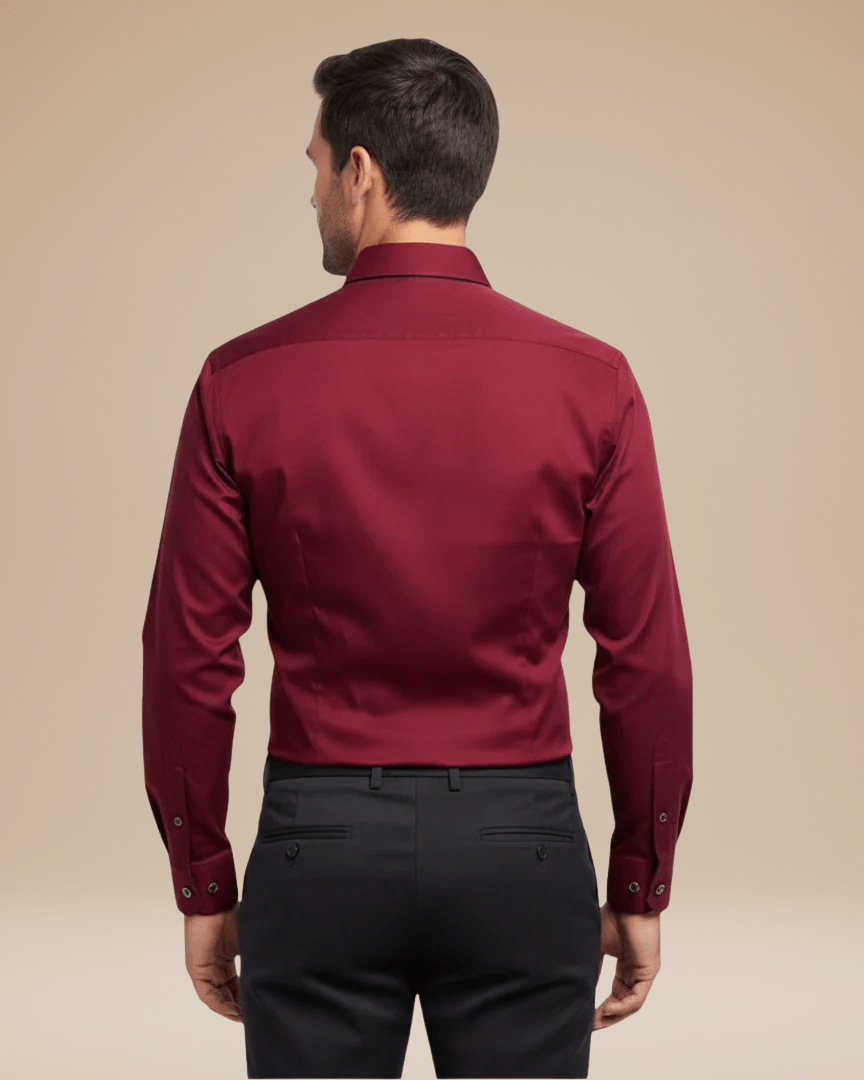 Camicia Uomo Elegante Dettagli a Contrasto sul Colletto