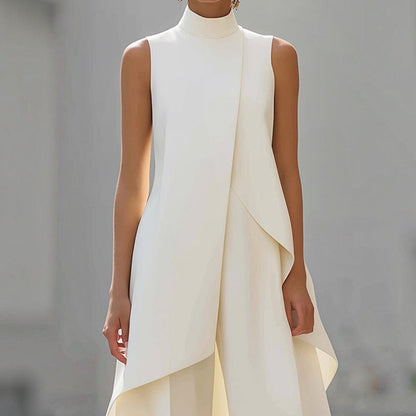 Daniela | Tuta Elegante Donna a Collo Alto con Drappeggio