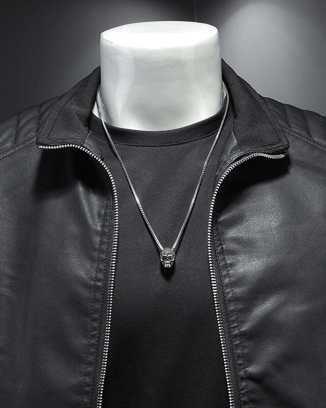 Giacca Biker Uomo in Pelle Sintetica Comoda