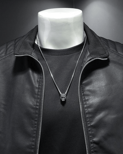 Giacca Biker Uomo in Pelle Sintetica Comoda