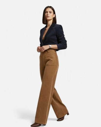 Pantaloni Donna in Velluto a Coste a Vita Alta