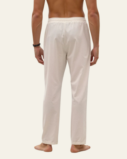 Pantaloni Uomo in Cotone Lino con Coulisse Rilassati Comodi