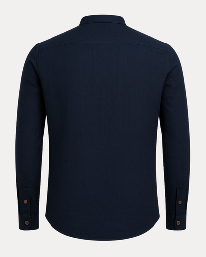 Camicia Uomo Collo Coreana in Misto Lino Cotone Traspirante