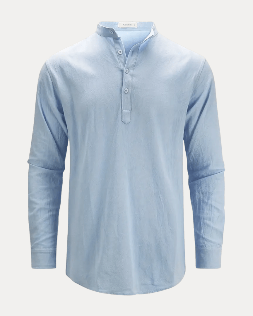 Camicia Henley Uomo in Misto Lino Traspirante Fresca