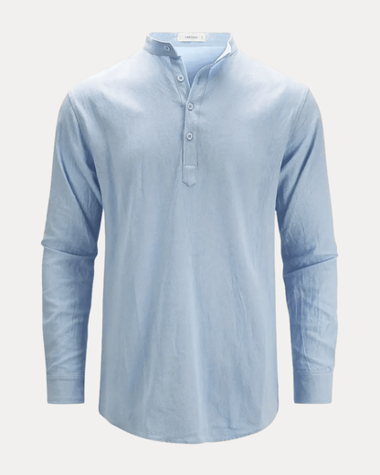Camicia Henley Uomo in Misto Lino Traspirante Fresca