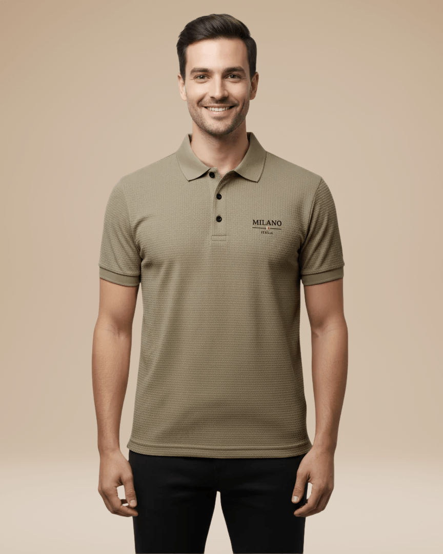 Polo Uomo Elegante in Nido d'Ape Traspirante Stile Italiano