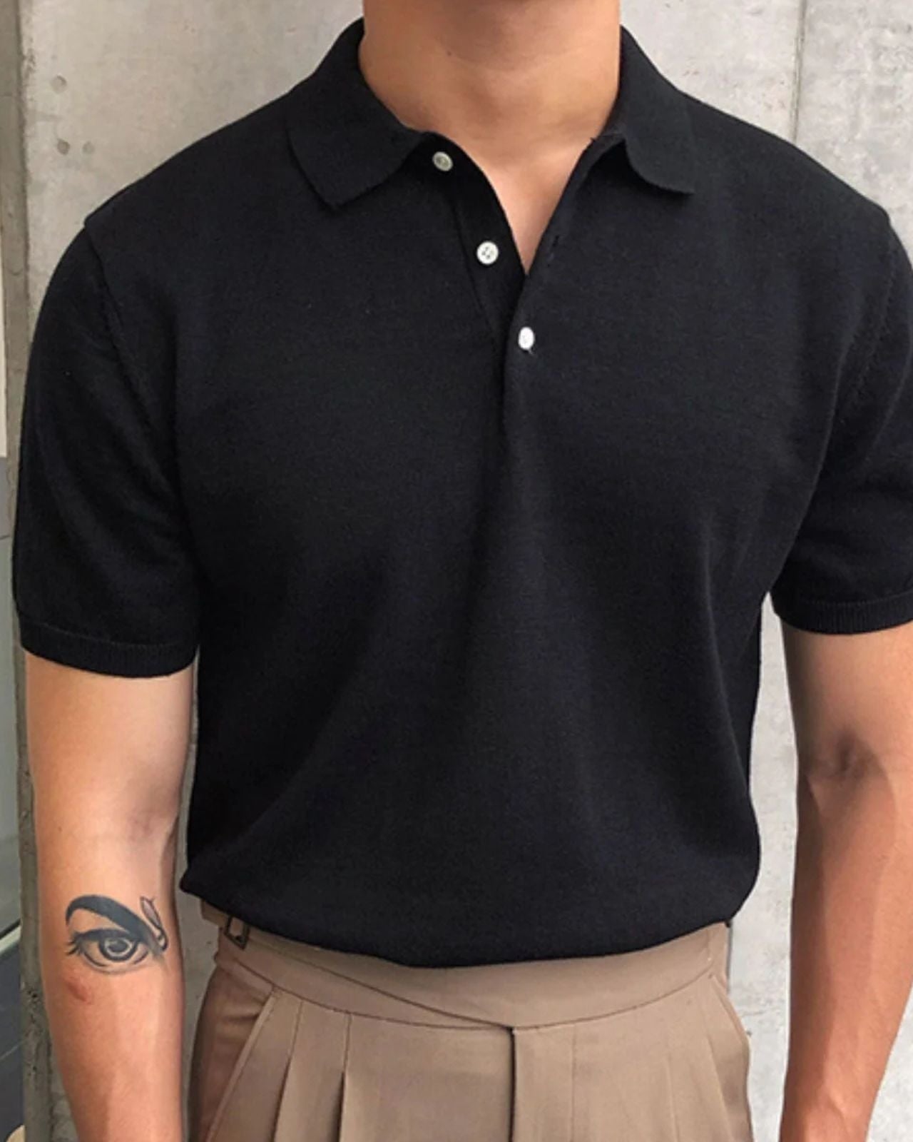 Polo Uomo in Cotone Lavorato a Maglia Sobrio Comfort Immediato