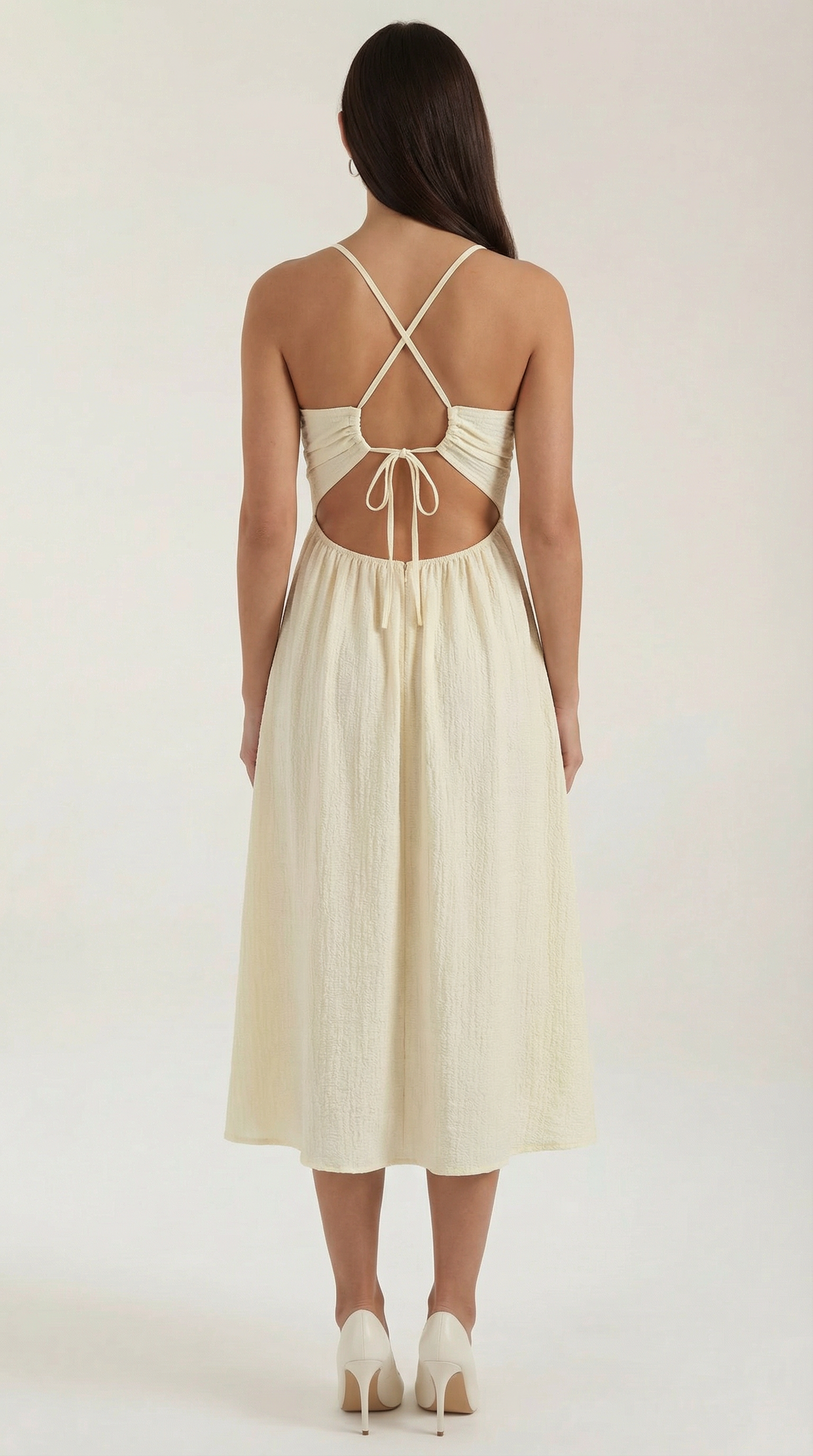Abito Midi Donna con Cut-Out e Spacco Laterale
