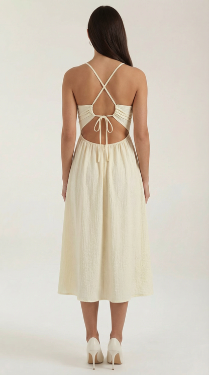 Abito Midi Donna con Cut-Out e Spacco Laterale