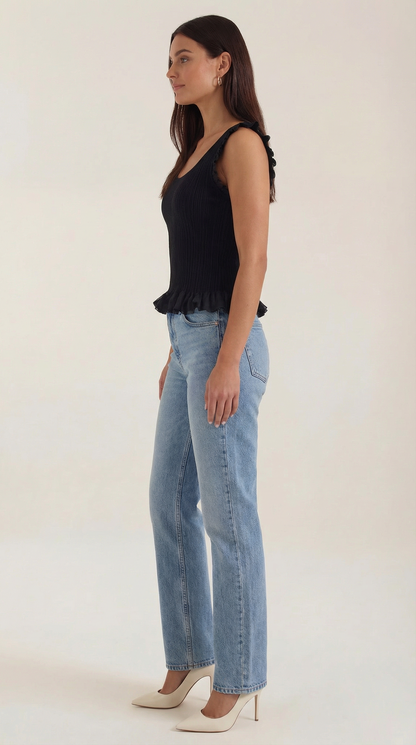 Top Donna a Costine con Volant