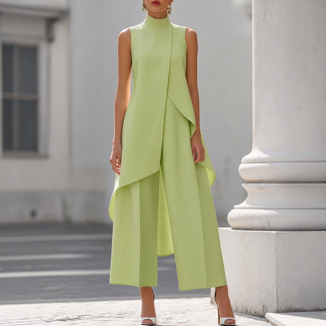 Daniela | Tuta Elegante Donna a Collo Alto con Drappeggio