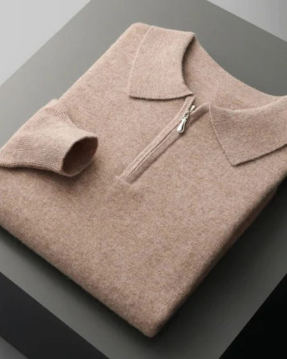 Polo Uomo in Lana Merino con Zip Morbida Eleganza Discreta