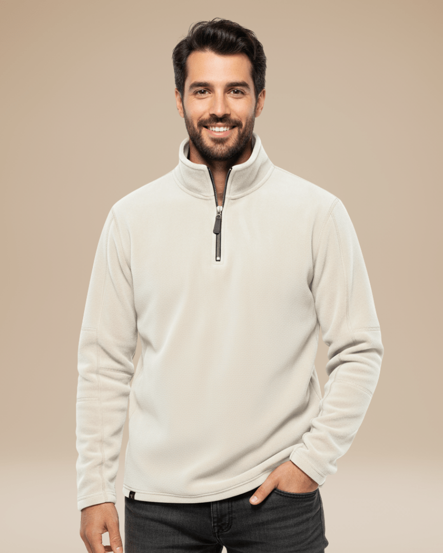 Maglione Uomo in Pile con Mezza Zip Caldo Leggero Outdoor