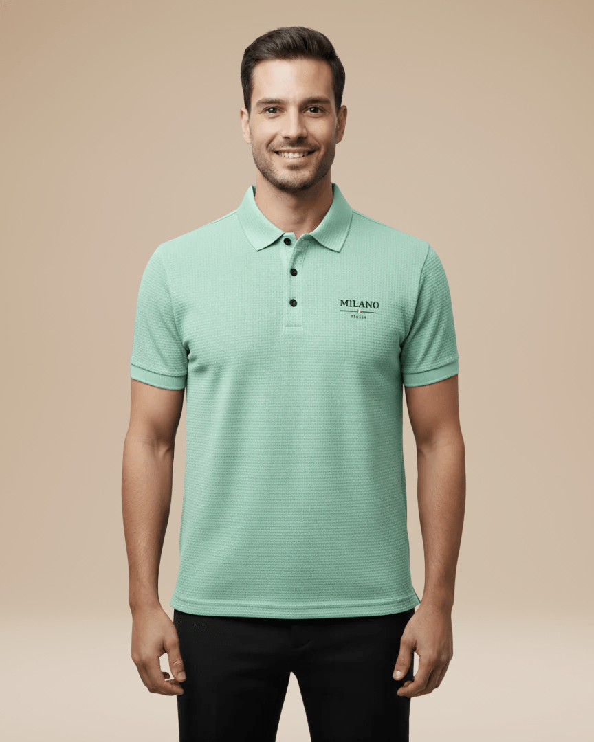Polo Uomo Elegante in Nido d'Ape Traspirante Stile Italiano