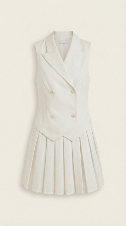 Abito Blazer Corto Donna con Gonna Plissé
