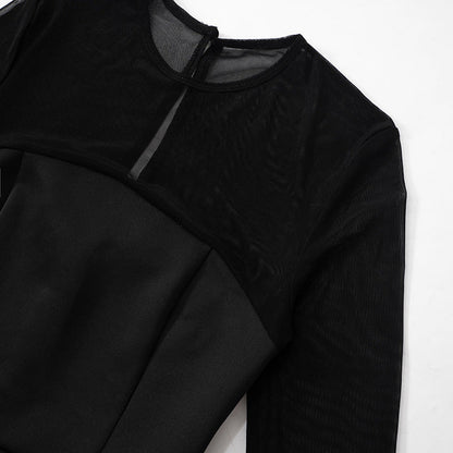 Abito Mini Donna con Maniche Trasparenti