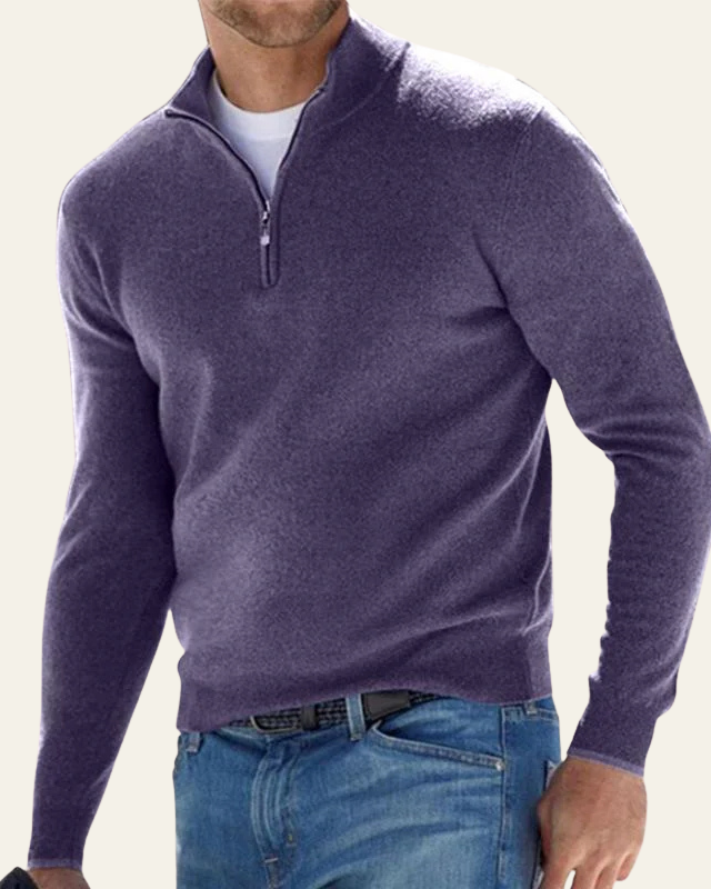 Maglione Uomo con Cerniera a Metà Raffinatezza Sobria Versatile