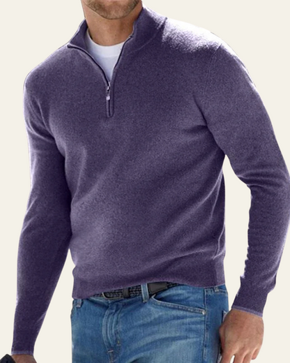 Maglione Uomo con Cerniera a Metà Raffinatezza Sobria Versatile