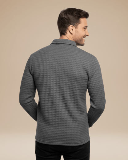 Polo Uomo Maniche Lunghe in Maglia a Nido d'Ape Calda Elegante