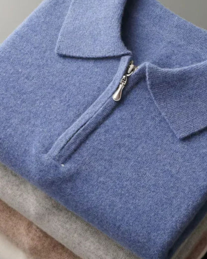Polo Uomo in Lana Merino con Zip Morbida Eleganza Discreta