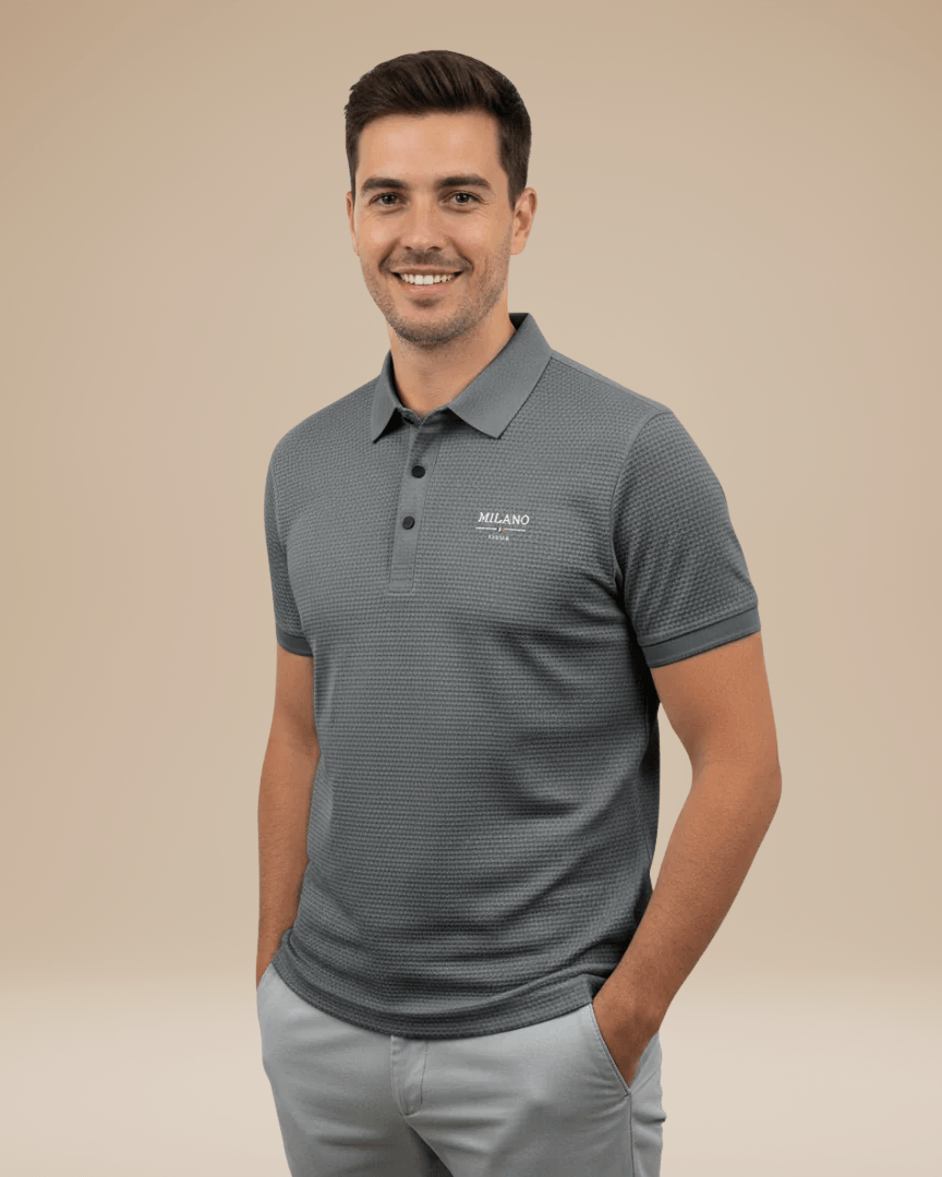 Polo Uomo Elegante in Nido d'Ape Traspirante Stile Italiano