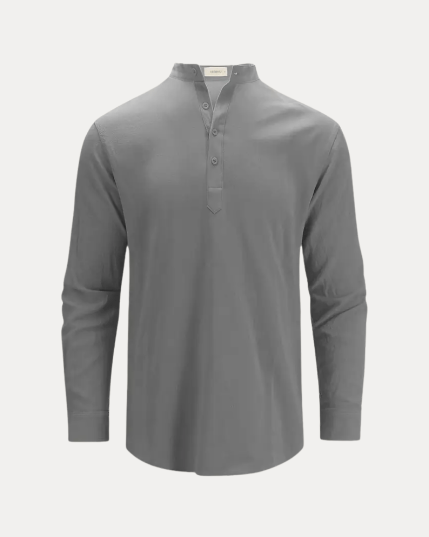 Camicia Henley Uomo in Misto Lino Traspirante Fresca