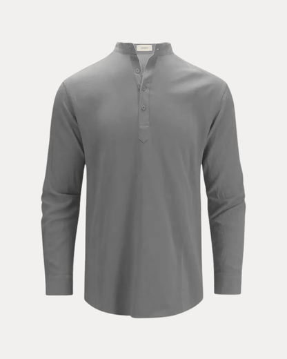 Camicia Henley Uomo in Misto Lino Traspirante Fresca
