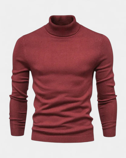 Maglione Dolcevita Uomo a Costine Slim Collo Alto Caldo
