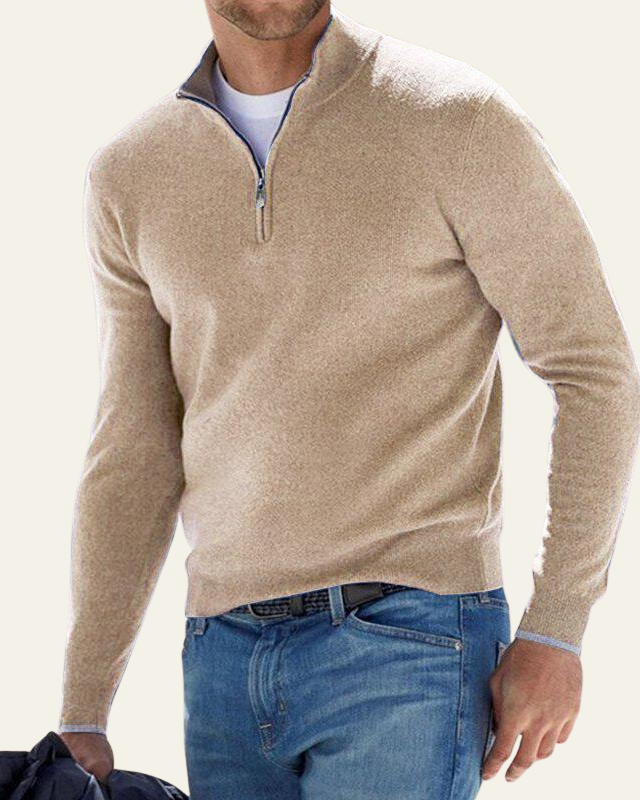 Maglione Uomo con Cerniera a Metà Raffinatezza Sobria Versatile