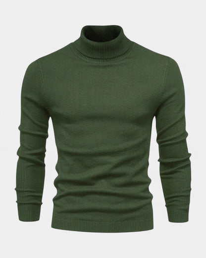 Maglione Dolcevita Uomo a Costine Slim Collo Alto Caldo