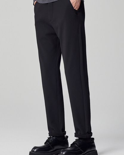 Pantaloni Uomo Dritti in Tessuto Misto Raffinati Comodi