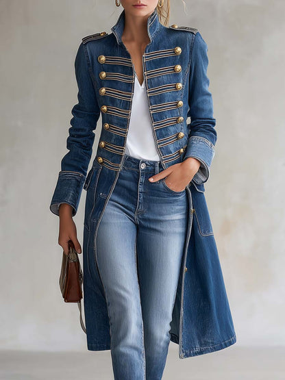 Noemi | Cappotto di Jeans Lungo Donna Stile Militare