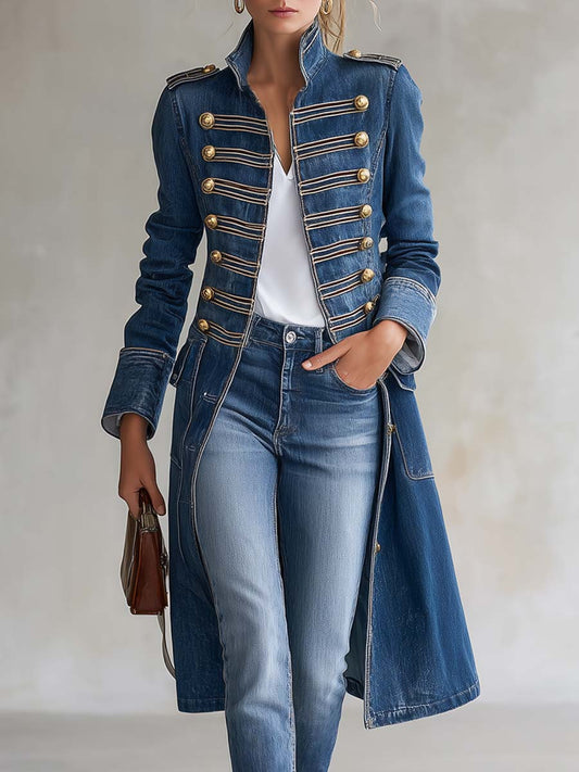 Noemi | Cappotto di Jeans Lungo Donna Stile Militare
