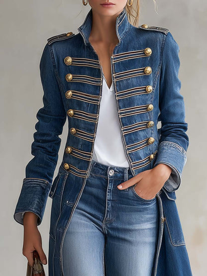 Noemi | Cappotto di Jeans Lungo Donna Stile Militare