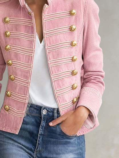 Marina | Giacca di Jeans Donna Stile Militare con Bottoni Dorati