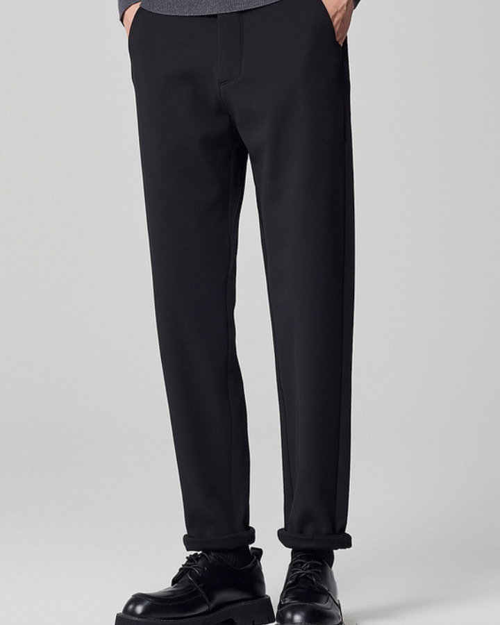 Pantaloni Uomo Dritti in Tessuto Misto Raffinati Comodi