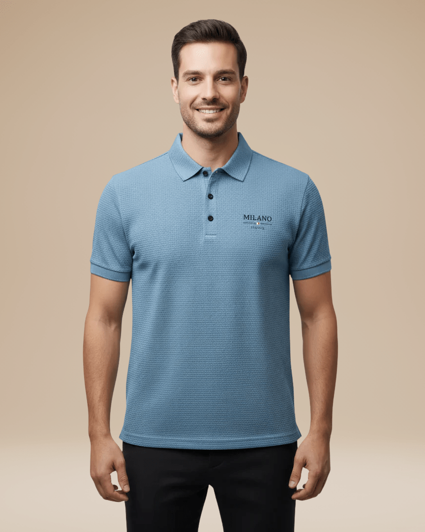 Polo Uomo Elegante in Nido d'Ape Traspirante Stile Italiano