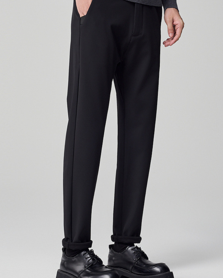 Pantaloni Uomo Dritti in Tessuto Misto Raffinati Comodi