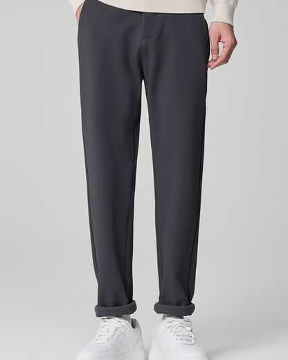 Pantaloni Uomo Dritti Grigio Scuro Tessuto Misto