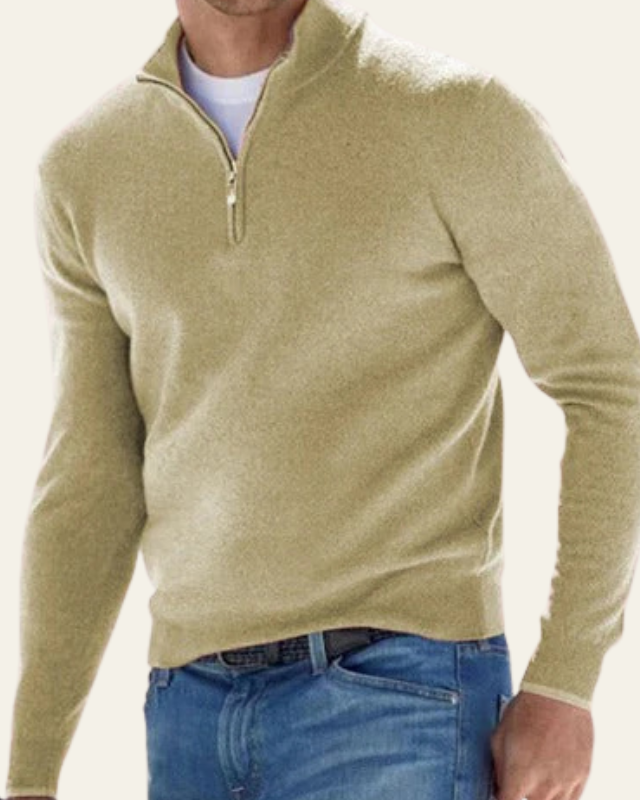 Maglione Uomo con Cerniera a Metà Raffinatezza Sobria Versatile