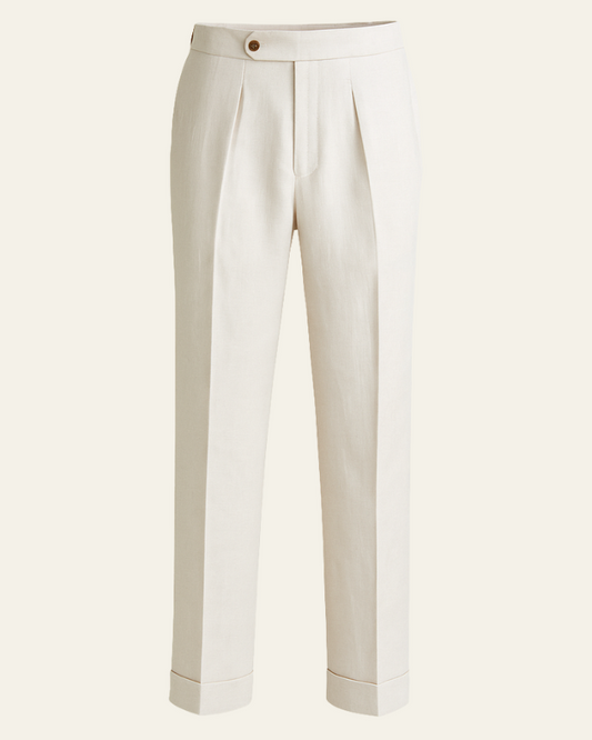 Pantaloni Uomo in Lino a Pieghe