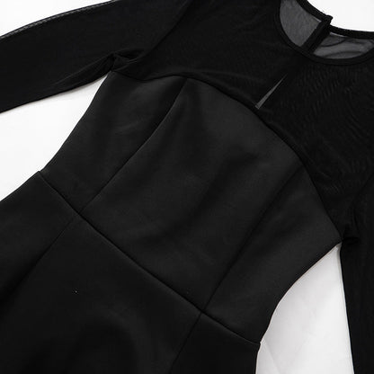 Abito Mini Donna con Maniche Trasparenti